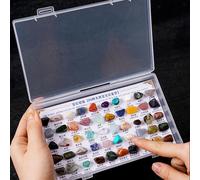 50 pietre grezze con scatola di visualizzazione, pietre minerali manuali per
