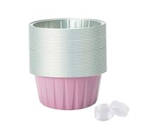 50 pirottini in alluminio, pirottini da 125 ml/5, 0 once, in alluminio con 50 coperchi 2, 5 x 1, 3 mini per crema per cupcake per cottura al forno