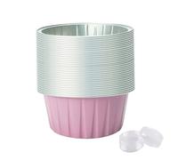 50 pirottini in alluminio, pirottini per cupcake in alluminio da 125 ml con 50 coperchi, mini per crema 2, 5x1, 3, per dolci, dessert, dolcetti per feste, tazze