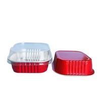 50 pirottini quadrati for cupcake in alluminio da 10 once con coperchi, contenitori for torte, involucri for dessert Tazze di Carta da Torta(Red)