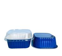 50 pirottini quadrati for cupcake in alluminio da 10 once con coperchi, contenitori for torte, involucri for dessert Tazze di Carta da Torta(Blue 1)