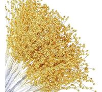 50 plettri floreali a forma di albero di Natale, 4 mm, colore: oro | Perle di plastica, steli con perline da 4 mm, plettri floreali, ghirlande di Natale, forniture per feste di festa