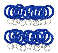 50 portachiavi elastici a spirale da polso, colore nero, per targhette numeriche (blu)
