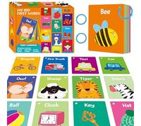 50 Primi Cartellini di Parole, Carte Didattiche a Doppia Faccia Alfabeto, Alimenti, Animali, Forme, Colori, Veicoli, Parti del Corpo con 2 Anelli Richiudibili, Strumento Didattico per Bambini Piccoli