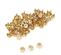 50 Pz Artiglio Perline Nailhead Fai da Te Moda Studs Oro, 12mm Rivetti Decorativi per Pelle e Stivali Punk, Base da 5mm con 2 Perni per Fissaggio Sicuro su Tessuto