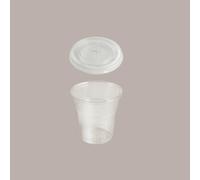 50 Pz Bicchiere PLA BIO 200cc con Coperchio Piatto Taglio Croce