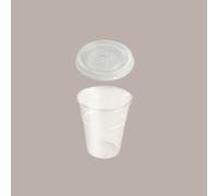 50 Pz Bicchiere PLA BIO 250cc con Coperchio Piatto Taglio Croce