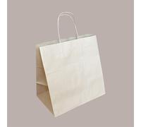 50 Pz Borsa in Carta Riciclata Natura Bio per Asporto 32+20H30