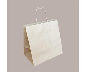 50 Pz Borsa in Carta Riciclata Natura Bio per Asporto 32+20H30