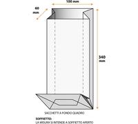 50 pz buste trasparenti per alimenti opp fondo quadro sacchetto con base | 10x6x