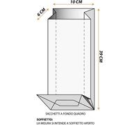 50 pz buste trasparenti per alimenti opp fondo quadro sacchetto con base | 10x6x