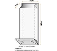 50 pz buste trasparenti per alimenti opp fondo quadro sacchetto con base | 12x7x