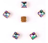 50 pz/confezione da 8 mm di forma quadrata di cristallo di vetro oro artiglio incastonature cucire su strass applique A8 smeraldo RB 8 mm 50 pezzi