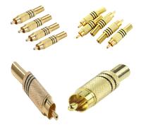 50 Pz. CONNETTORE RCA MASCHIO spinotto spina RCA placcato oro 24K righe nere