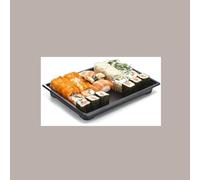 50 Pz Contenitore Nero Pet Sushi Sashimi + Coperchio 168x117H50
