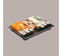 50 Pz Contenitore Nero Pet Sushi Sashimi + Coperchio 240x147H50