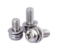 50 pz Filettatura Metrica M2 M2.5 M3 M4 In Acciaio Inox Phillips Testa Tonda Tre Vite Combinata con Rondella, M3