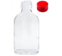 50 pz. Flatmann bottiglia 100 ml con coperchio a vite rosso