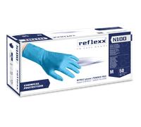 50 pz. - Guanti Nitrile Protezione Chimica Reflexx N100 - monouso certificati - senza polvere - blu - Ipoallergenico - 100% latex free - conf. 50 pezzi - XXL - min. 22 cartoni