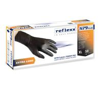 Reflexx N79P/L Guanti in Nitrile senza Polvere, Nero, 50 pezzi