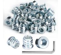 50 Pz Inserti Filettati Dado M5 x 10mm, Rivetti Filettati, Boccole Filettate per Legno, Dado Avvitabile Manicotti Filettatio, Bussole Filettate a Esagono Incassato per Mobili Legno