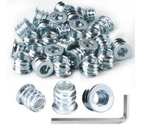50 Pz Inserti Filettati Dado M6 x 10mm, Rivetti Filettati, Boccole Filettate per Legno, Dado Avvitabile Manicotti Filettatio, Bussole Filettate a Esagono Incassato per Mobili Legno