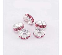 50 pz/lotto 4 6 8 10mm Metallo Strass Allentati Del Distanziatore Perline Rondelles Bead Per Gioielli FAI DA TE Che Fanno Accessori-rosa-6mm
