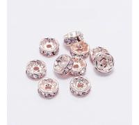 50 Pz/lotto 4 6 8 10mm Metallo Strass Allentati Del Distanziatore Perline Rondelles Bead Per Gioielli FAI DA TE Che Fanno Accessori-Oro Rosa-10mm