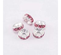 50 pz/lotto 4 6 8 10mm Metallo Strass Allentati Del Distanziatore Perline Rondelles Bead Per Gioielli FAI DA TE Che Fanno Accessori-Rosa-6mm