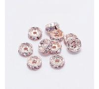 50 Pz/lotto 4 6 8 10mm Metallo Strass Allentati Del Distanziatore Perline Rondelles Bead Per Gioielli FAI DA TE Che Fanno Accessori-Oro Rosa-10mm