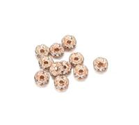 50 Pz/lotto 4 6 8 10mm Metallo Strass Allentati Del Distanziatore Perline Rondelles Bead Per Gioielli FAI DA TE Che Fanno Accessori-Oro Rosa02-8mm