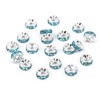 50 pz/lotto 4 6 8 10mm Strass Rondelle Cristallo Rotondo Perline Allentate Del Distanziatore per Gioielli Fai da Te Fare Braccialetti Collana Accessori-Azzurro-8mm-50pezzi