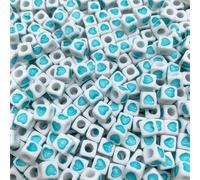 50 pz/lotto 7x7mm acrilico perline distanziate forma quadrata amore cuore perline per la creazione di gioielli fai da te Braccialetto di charm fatto a mano Utile e alla moda