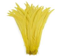 50 pz/lotto piume di gallo per fai da te artigianato costume e Halloween Carnevale accessori fai da te forniture artigianali gialle 10-12 pollici 25-30cm