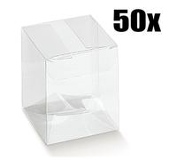 50 PZ Scatola pvc trasparente 8X8X15 cm portaconfetti per BOMBONIERA 0LNZ