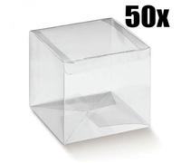 50 PZ Scatola trasparente pvc 10x10x 8 cm portaconfetti bomboniera 0LO9