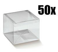 50 PZ Scatola trasparente pvc 8X8X6 cm portaconfetti bomboniera 0LNT