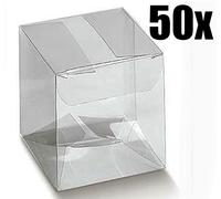 50 PZ Scatola trasparente pvc 9X9X9 cm portaconfetti BOMBONIERA 0LO5