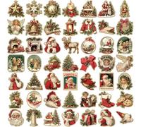 50 pz/set Retro Adesivi di Natale Bella Bottiglia di Acqua Adesivi Autoadesivi Decalcomanie Cartoon Santa Adesivi Decalcomanie