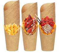 50 Pz Tazze per Patatine Fritte, 12oz Kraft Porta Bicchieri per Gelato, Tazze di Carta Kraft Holder Contenitori per Patatine Fritte, Contenitori per Snack in Carta per Torta, Sfoglia, Gelato, Cialda
