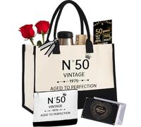 50° Regali di compleanno per donne in tela Tote Bag Attrezzature da viaggio, Regali per 50° compleanno donna, Vintage N°50 Borsa & Trousse per cosmetici & Poster di compleanno, bel design 50°