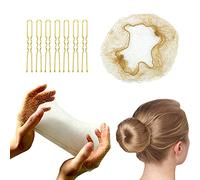 50 retine per capelli invisibili e 10 forcine per capelli a forma di U, in rete invisibile, per danza del balletto 20", oro