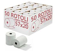 50 ROTOLI CARTA TERMICA 57 x 20 x 12 POS REGISTRATORE DI CASSA ALTA QUALITA'