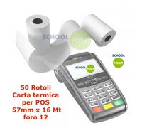 50 Rotoli carta termica per POS mm 57 x 16 Metri foro 12