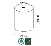 50 ROTOLI TERMICI 80x80 FORO 12 Ø80 MM CARTA TERMICA BPA FREE