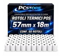 50 Rotoli Termici POS 57x18m Carta Termica per Bancari e Terminali scontrino MAX