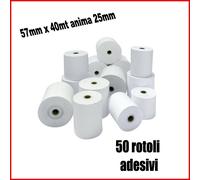 50 rotolo rotoli termica termici scontrini per cassa bilancia adesivo 57x40x25