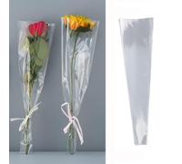 50 sacchetti di plastica trasparente per imballaggio floreale singolo con rose, per festa della mamma, laurea, matrimonio, compleanno, San Valentino
