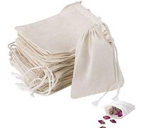 50 Sacchetti in Mussola di Cotone con Cordoncino, 6x8 cm Sacchetto di Cotone con Coulisse Pranzo, Cosmetici, Gioielli Borsa con Chiusura Lampo