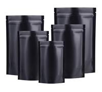 50 sacchetti in Mylar con chiusura lampo, richiudibili, stand up, sacchetti neri a prova di odore, sacchetti in alluminio Mylar riutilizzabili, sacchetti sigillanti per caffè, caramelle, biscotti